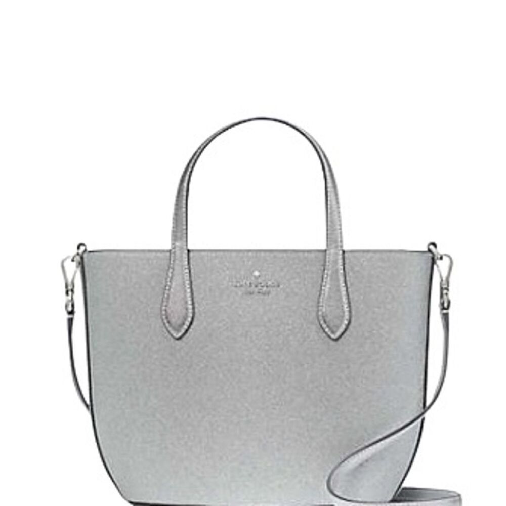 NEW Kate Spade New York Glimmer Satchel Crossbody Bag Silver Elegant Glamorous - Picture 4 of 5